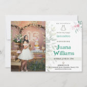 写真付きのエレガントな花のキンセアニエラ招待状 招待状 (正面)