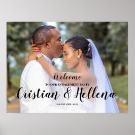 写真付きのエンゲージメントパーティーウェルカムサイン ポスター