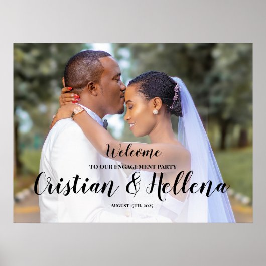 写真付きのエンゲージメントパーティーウェルカムサイン ポスター (正面)