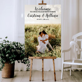 写真付きのエンゲージメントパーティーウェルカムサイン ポスター