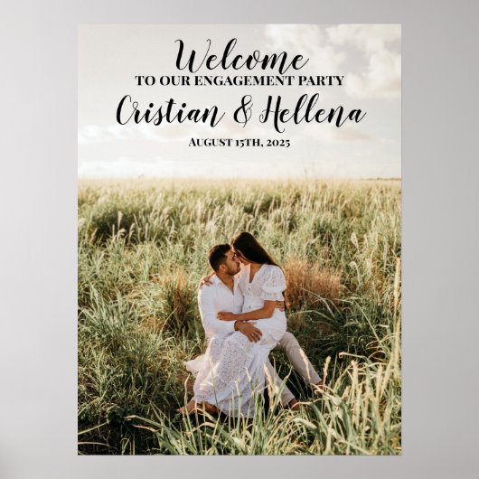 写真付きのエンゲージメントパーティーウェルカムサイン ポスター (正面)