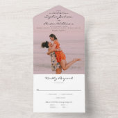 写真付きのオールインワン モダンスクリプト ウェディング招待状 オールインワン招待状 (内側)