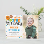 写真付きのオールスター スポーツ 誕生日招待状 招待状 (スタンド正面)
