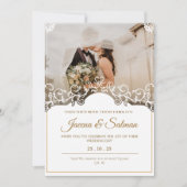 写真付きのカスタマイズ可能なモノグラム結婚式テンプレート 招待状 (正面)