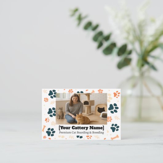 写真付きのカスタマイズ可能なCattery名刺 名刺 (スタンド正面)