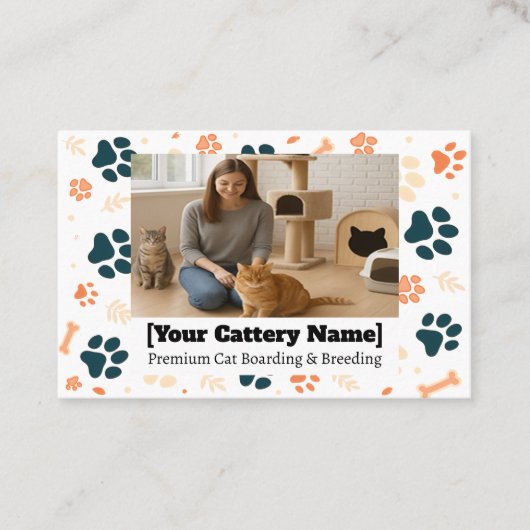 写真付きのカスタマイズ可能なCattery名刺 名刺 (正面)