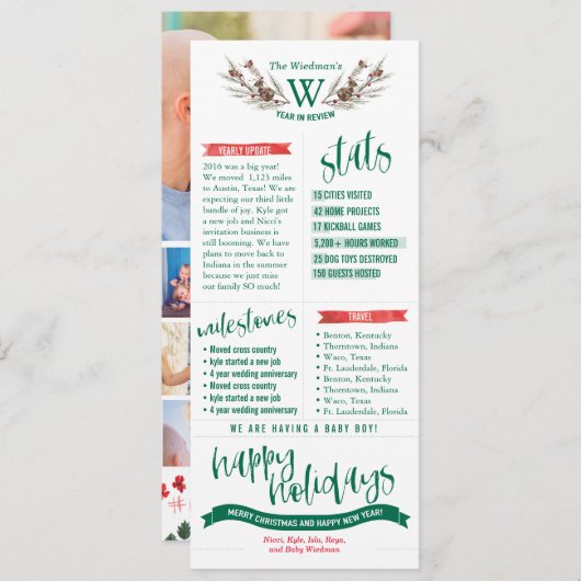 写真付きのクリスマスカード年間の思い出 シーズンカード (正面/裏面)