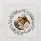 写真付きのクリスマスカード 冬の緑 シーズンカード (正面/裏面)