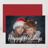 写真付きのクリスマスカード 現代的で華やか | 赤 シーズンカード (正面/裏面)