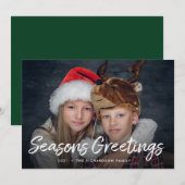 写真付きのクリスマスカード | 現代的なグリーン シーズンカード (正面/裏面)