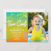 写真付きのクールなネオンプールパーティーの招待状 招待状 (正面)