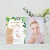 写真付きのゴールドグリッターパイナップルの招待状 招待状 (スタンド正面)