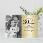 写真付きのゴールド30周年結婚記念日 招待状 (スタンド正面)