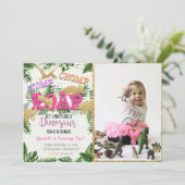 写真付きのサファリ恐竜誕生日招待状 招待状 (スタンド正面)