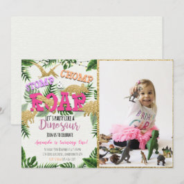 写真付きのサファリ恐竜誕生日招待状 招待状