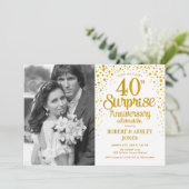 写真付きのサプライズ40周年 - ホワイトゴールド 招待状 (スタンド正面)