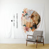 写真付きのシンプルなカジュアルウェディング ウェルカムサイン タペストリー (インサイチュ(横))