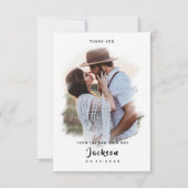 写真付きのシンプルなヴィンテージブラシウェディング サンキューカード (正面)