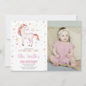 写真付きのスター ユニコーンの誕生日招待状 招待状 (正面)