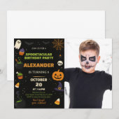 写真付きのハロウィン子供の誕生日パーティー招待状 招待状 (正面/裏面)