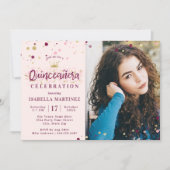 写真付きのバレンシア風クイーンセーニョラ誕生日 招待状 (正面)
