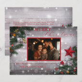 写真付きのフラットなクリスマスカードと封筒 招待状 (正面/裏面)