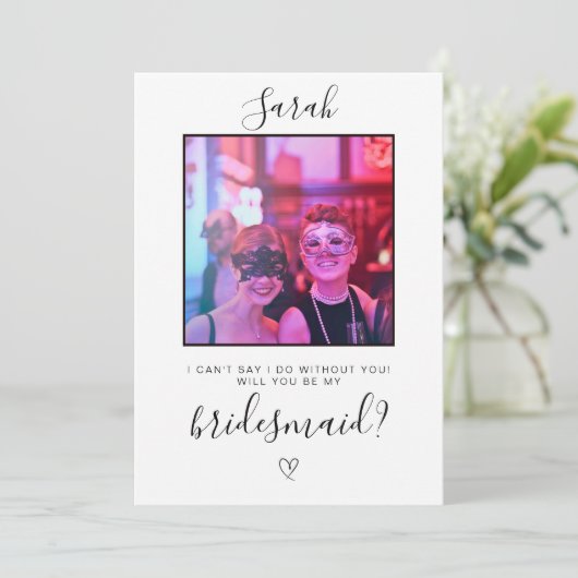 写真付きのブライドメイドプロポーズカード 招待状 (スタンド正面)