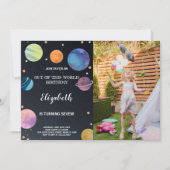 写真付きのブラックアウトオブスペースの誕生日招待状 招待状 (正面)