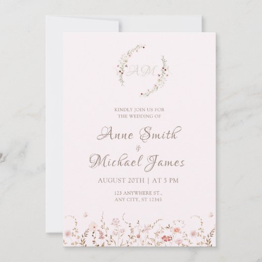 写真付きのボヘミアンハートあふれるカントリー フローラル ワイルドフラワーズ セーブザデート (正面)