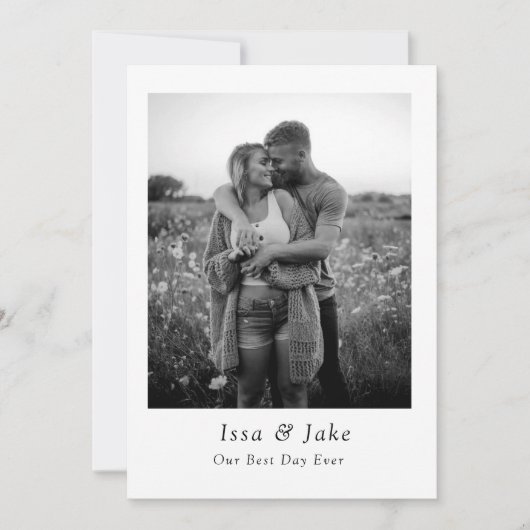 写真付きのミニマルな結婚式のお礼カード 招待状 (正面)