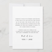 写真付きのミニマルな結婚式のお礼カード 招待状 (裏面)