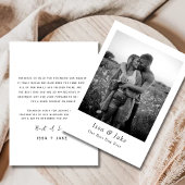 写真付きのミニマルな結婚式のお礼カード 招待状