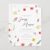 写真付きのミニマルな野生の花のボタニカルウェディング ポストカード (正面/裏面)