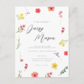 写真付きのミニマルな野生の花のボタニカルウェディング ポストカード (正面)