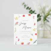 写真付きのミニマルな野生の花のボタニカル結婚式 ポストカード (スタンド正面)