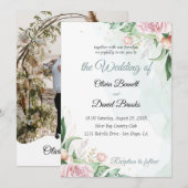 写真付きのモダンな結婚式の招待状カード 招待状 (正面/裏面)