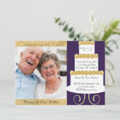 写真付きのユニークな50周年招待状（ゴールド） 招待状 (スタンド正面)
