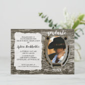 写真付きのラスティックなウェスタンスタイルの卒業招待状 招待状 (スタンド正面)