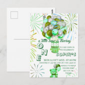 写真付きのリトルベアの1歳誕生日招待状 ポストカード (正面/裏面)