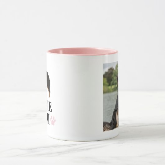 写真付きの三色のオーストラリアの羊飼いの犬の母 マグカップ (中央)