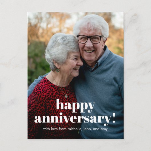 写真付きの両親の記念日 ポストカード (正面)