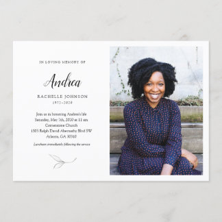 写真付きの優雅なリーフメモリアル招待状 招待状