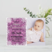 写真付きの冬のワンダーランド誕生日招待状 招待状 (スタンド正面)