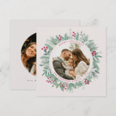 写真付きの冬の緑のクリスマスカード シーズンカード (正面/裏面)