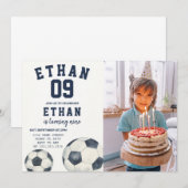 写真付きの印刷可能なフットボールテーマの招待状 招待状 (正面/裏面)