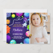 写真付きの宇宙銀河誕生日招待状 招待状 (正面)