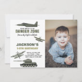 写真付きの戦闘機の誕生日招待状 招待状 (正面)