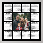 写真付きの現代的でミニマルな年間カレンダー ポスター (正面)