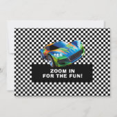 写真付きの男の子の誕生日パーティー用高速カーテーマ 招待状 (裏面)