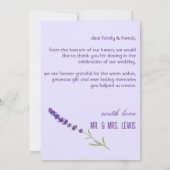 写真付きの結婚式のお礼カード (裏面)